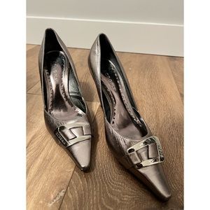 BCBG Metallic Silver Pointed Toe Heels - Size 7 1/2